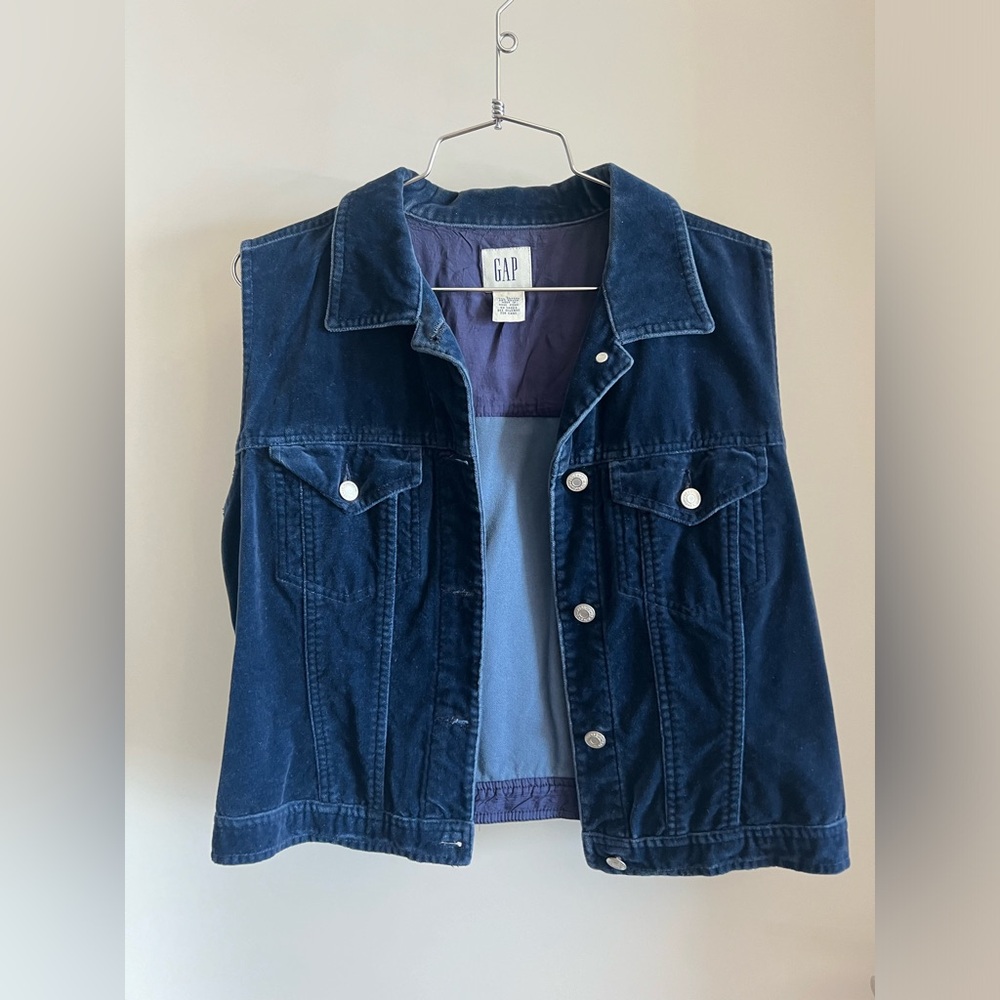 Vintage Gap Velvet Navy Collared Vest